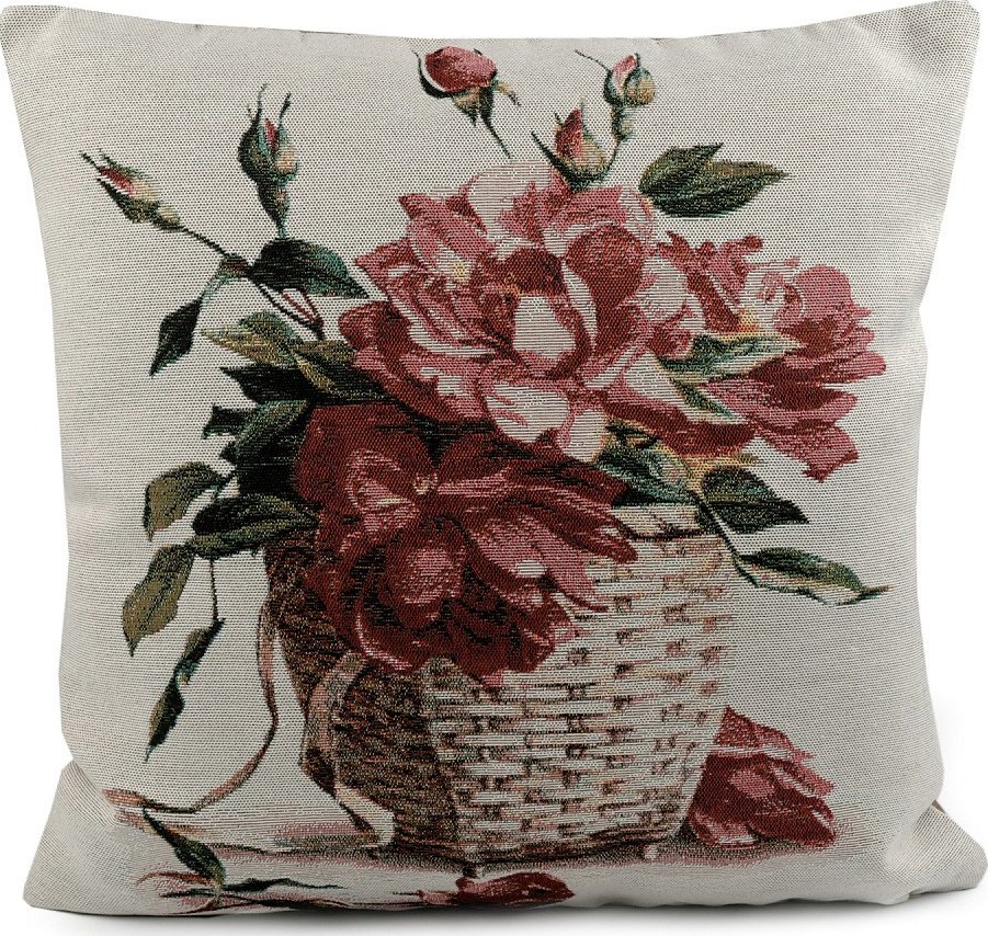 Gobelínový povlak na polštář levandule, růže 45x45 cm, barva 2 režná růže