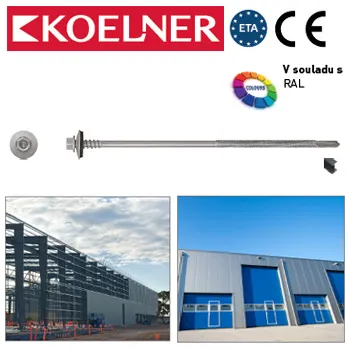 Vrut RAWLPLUG Šroub samovrt. ON pro sendvič do kovu max 12 mm + AL podl. 19 mm - ZN Varianta: 5,5/6,3 x 210 mm