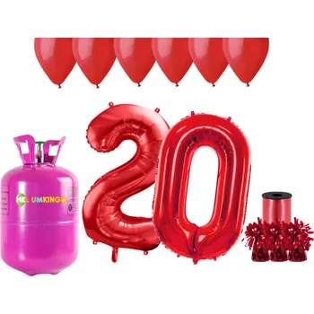Helium do balónku HeliumKing Helium párty set na 20. narozeniny s červenými balónky