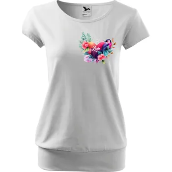Tričko City s motivem "Malé srdce s ptáčkem" - Malfini - NakupTextil Barva: 00-Bílá, Velikost: L