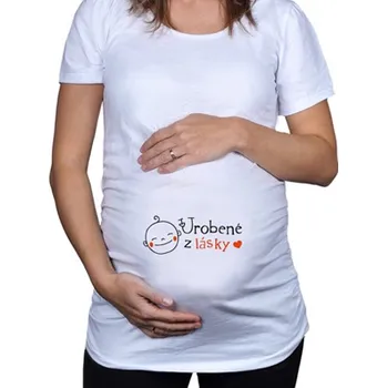 Bílé těhotenské tričko s nápisem Udělané z lásky SK