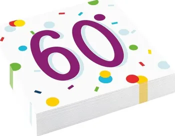 Papírový ubrousek Amscan Rainbow Confetti 33 x 33 cm 20 ks Happy Birthday 60
