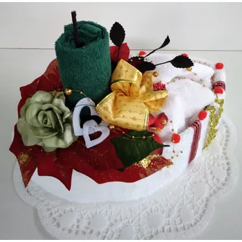 Bytová dekorace Veratex Textilní dort zelená růže