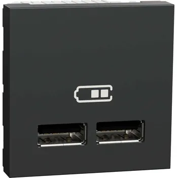 NU341854 Dvojitý nabíjecí USB A+A konektor 2.1A, 2M, Antracit, Schneider