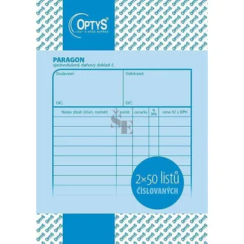 Paragon zjednodušený daňový doklad A6 nepropisovací 1041, Optys