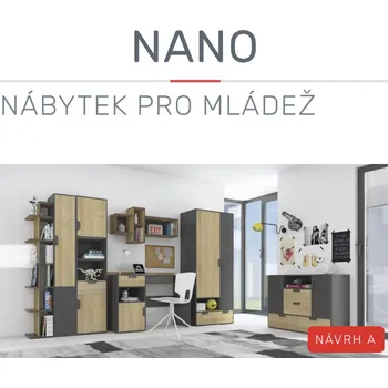 Dětský pokoj Meblar Sestava Nano A Barva: grafit + dub riviera