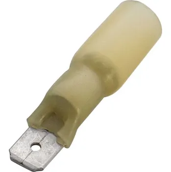 Kabelové oko 363524 Kolík plochý s teplem smrštitelnou izolací 4 - 6 mm2, 6,3 x 0,8 žlutá, Haupa