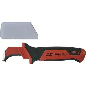 Pracovní nůž 200007 Nůž odizolovací se zahnutou čepelí VDE ostří 50 mm, Haupa