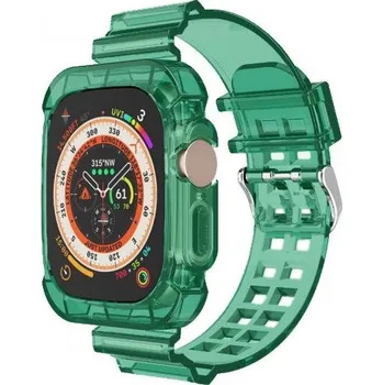 Pouzdro na mobilní telefon Odolné pouzdro s transparentním řemínkem pro Apple Watch Ultra 49mm - zelené