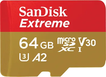 Paměťová karta SanDisk Extreme microSDXC 64 GB Class 10 UHS-I U3 + adaptér (SDSQXAH-064G-GN6AA)