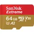 Paměťová karta SanDisk Extreme microSDXC 64 GB Class 10 UHS-I U3 + adaptér (SDSQXAH-064G-GN6AA)