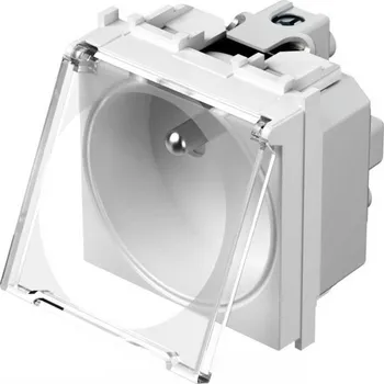 Elektrická zásuvka VM41PT-U Zásuvka CZ/FR+clonky+víčko 2P+E 16A 250V~ 2M PT - bílá + průhledná, TEM