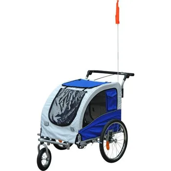 Zahradní vozík Přívěsný vozík za kolo pro psa 2v1 | modro - bílý