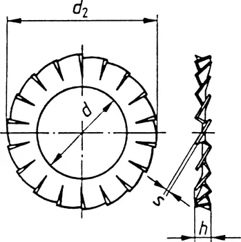 Šroub TOOLCRAFT A5,1 D6798 194755 vějířovitá podložka vnitřní Ø: 5.3 mm M5 DIN 6798 pružinová ocel 100 ks