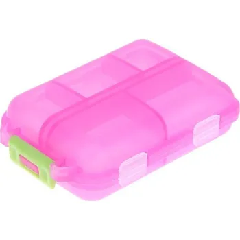 Lékovka Dávkovač léků týdenní 12 dílný cestovní růžový