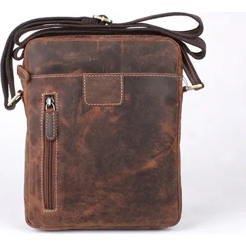 Středně velká hnědá kožená crossbody taška HGL no. 617