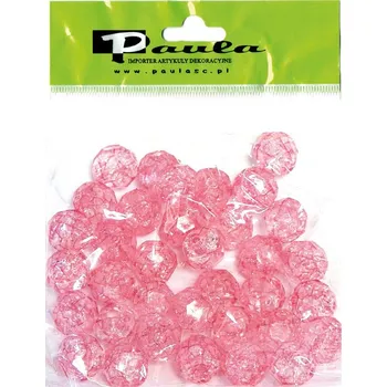 Dětské navlékací korálky Korálky plast., PRASKANÉ, broušené hrany, růžová, 14mm/bal.