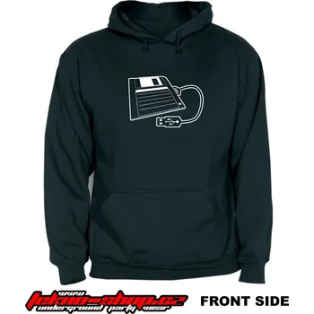 Pánská mikina TEKNOSHOP USB Diskette tekno mikina s kapucí s potiskem XL černá