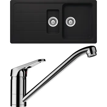 Granitový dřez Set Schock S26-6 (dřez Formhaus D-150L Onyx + baterie Cosmo Chrom)