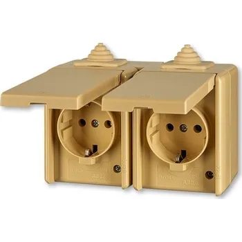 Elektrická zásuvka 5518-3069 D Zásuvka 2-násobná IP44 s ochrannými kontakty, s víčky, ABB