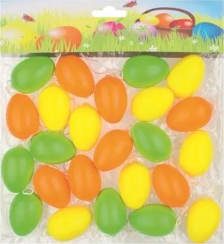 Velikonoční dekorace Anděl Přerov Vajíčka plastová na zavěšení 24 ks žlutá/zelená/oranžová