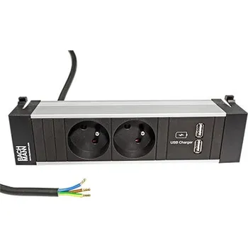 BACHMANN Systém Power FRAME, box pro 3 moduly, 2x zásuvka CZ, zdroj (2x USB), kabel 2m (912.112) - 19.07.0233