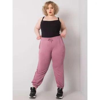Dámské tepláky bavlněné plus size AINHOA špinavě růžové
