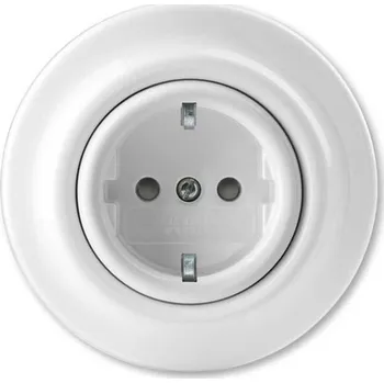 vypínač a zásuvka 5520K-C03459 Zásuvka jednonásobná s ochrannými kontakty (podle DIN), s clonkami, bezšr. sv., bílá, ABB Decento