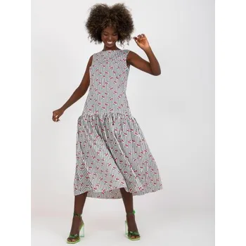 Dámské šaty Dámské šaty bez rukávů s potiskem midi NOVA bílé a černé