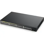 Zyxel GS1900-48HP v2 50-port Gigabit Web Smart PoE switch, 48x gigabit RJ45 (z toho 24x PoE), 2x SFP, PoE budget 170W GS190048HPV2-EU0101F