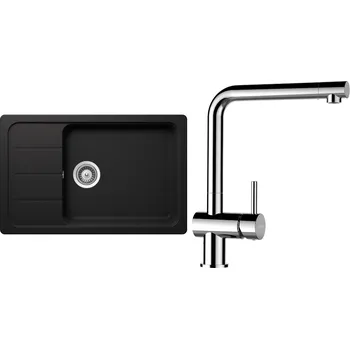 Granitový dřez Set Schock S24-8 (dřez Formhaus D-100LS Nero + baterie Epos Chrom)