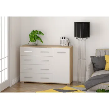 Komoda Eoshop Komoda Brida 02 4S1D, Dub Sonoma / Bílá