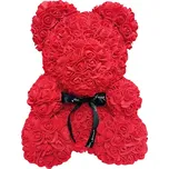 Medvídek z růží s mašlí 25 cm červený
