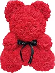 Medvídek z růží s mašlí 25 cm červený