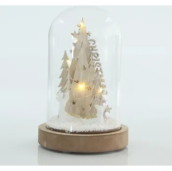 Vánoční dekorace Eurolamp Skleněná kupole s jedlemi, 12 x 12 x 20 cm, 1 ks