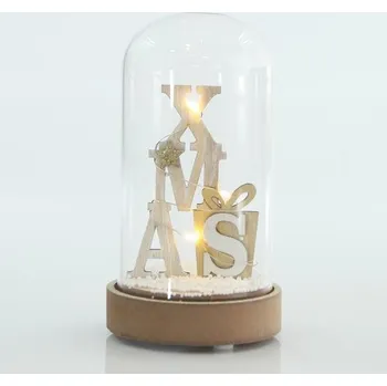 Vánoční dekorace Eurolamp Skleněná kupole s nápisem xmas, 9 x 9 x 16 cm, 1 ks