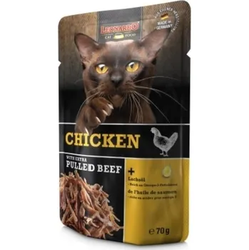 Krmivo pro kočku Leonardo kapsička kuřecí s trhaným hovězím 70 g