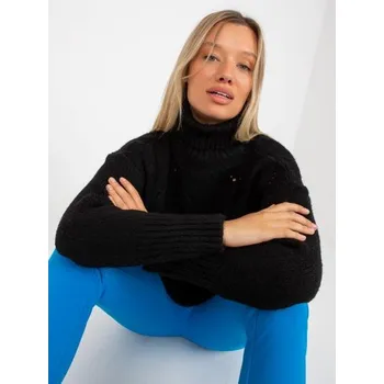 Dámský svetr Dámský svetr s rolákem a oversize střihem RUE PARIS černý