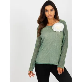 Dámská halenka s broží MELISSA světle zelená a béžová