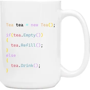 Hrnek velký s potiskem Hrneček pro programátora - Čaj