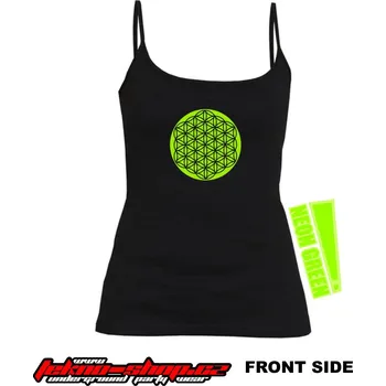 TEKNOSHOP Flower of Life tekno tílko s potiskem dámské L černé