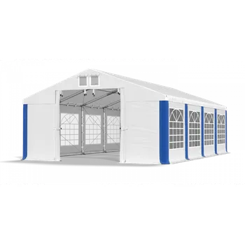 Zahradní stavba Párty stan 5x12x2m střecha PVC 560g/m2 boky PVC 500g/m2 konstrukce ZIMA PLUS Bílá Bílá Modrá