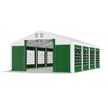 Zahradní stan Párty stan 5x8x2,5m střecha PVC 560g/m2 boky PVC 500g/m2 konstrukce ZIMA PLUS Bílá Zelená Bílá
