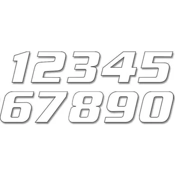 Samolepicí dekorace na vozidlo BLACKBIRD startovní číslo 25cm x 20cm šikmé, barva bílá, číslo 8 (3 ks)