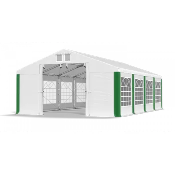 Zahradní stan Párty stan 6x12x3m střecha PVC 560g/m2 boky PVC 500g/m2 konstrukce ZIMA PLUS Bílá Bílá Zelená