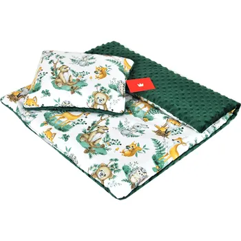 Kočárek BBL Polštářek + deka do kočárku minky - lesní zvířátka