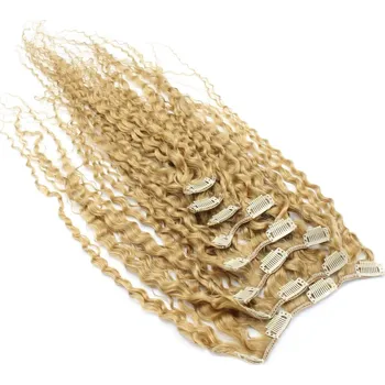 Příčesek Clip in kudrnaté vlasy 100% lidské REMY 50cm - přírodní blond