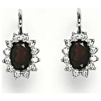 Náušnice Stříbrné náušnice Kate přírodní granát - NK1480 (Stříbrné náušnice s přírodním granátem)