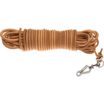 Vodítko pro psa Zubíček Kulatá barvářská šňůra ukončená karabinou Sprenger - 4 mm, přírodní Délka: 6 metrů