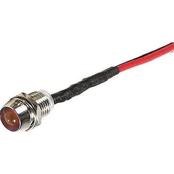 LED osvětlení kontrolka 12V LED červená do otvoru 8mm kovová